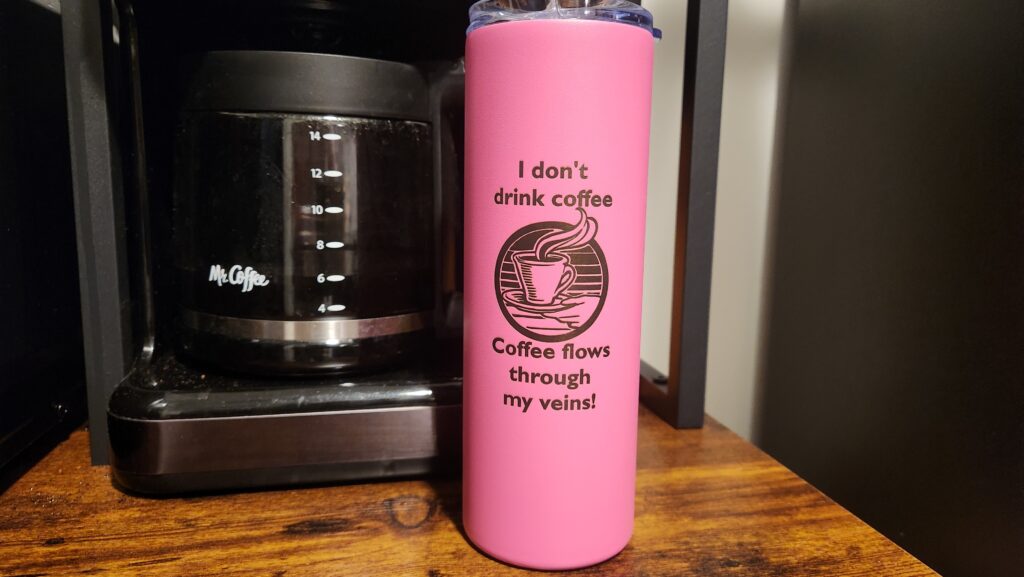 20oz Tumbler with custom engraving. Other colors available.